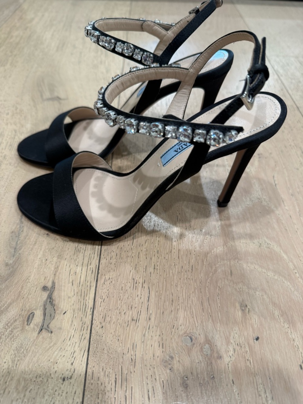 Prada Black Crystal-Embellished Slingback Heels - Picture 4 of 6